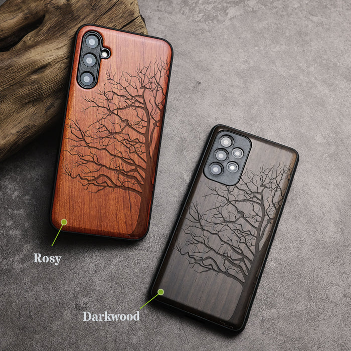 The Bare Tree, Classic Engraved Wood & TPU Case - Artisanal Cover for Samsung Galaxy