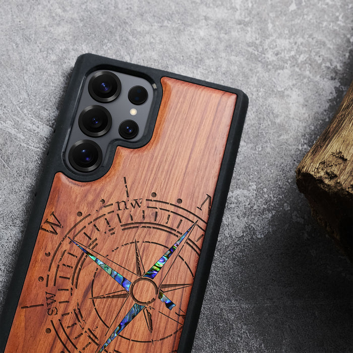 The Incomplete Compass Hand-Inlaid Wood & Mother of Pearl Case Samsung Galaxy Artisanal Case View