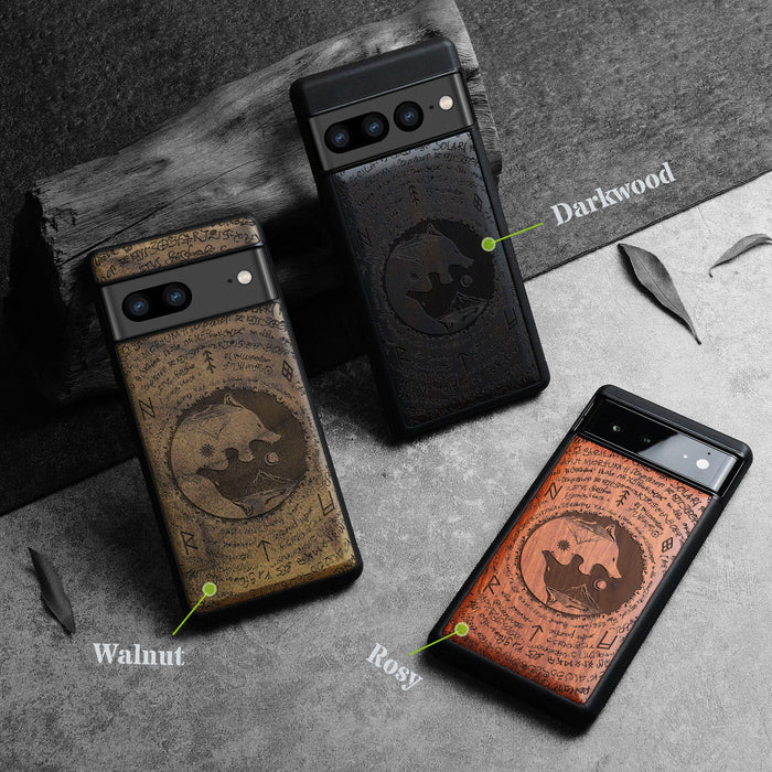 A Yin-Yang Journey, Classic Engraved Wood & TPU Case - Artisanal Cover for Google Pixel