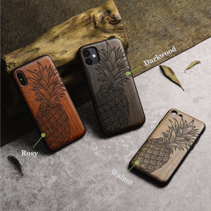 The Pineapple Fruit Design, Classic Engraved Wood & TPU Case - Artisanal Cover for Apple iPhone