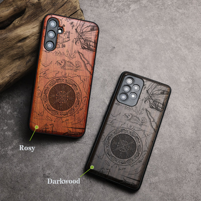 Legacy of the North, Classic Engraved Wood & TPU Case - Artisanal Cover for Samsung Galaxy