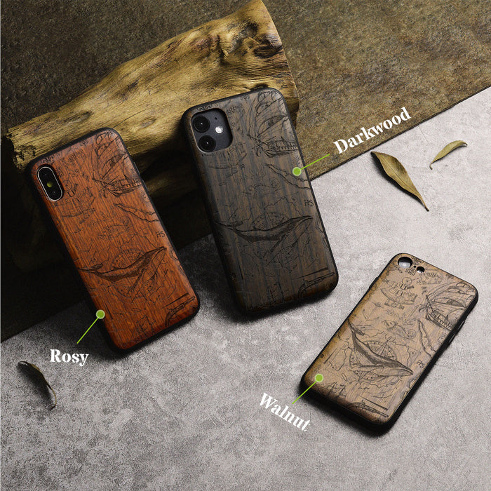 The Spirit of Discovery, Classic Engraved Wood & TPU Case - Artisanal Cover for Apple iPhone