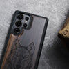 Realistic Wolf Linework Art Classic Engraved Wood & TPU Case Samsung Galaxy Artisanal Case View
