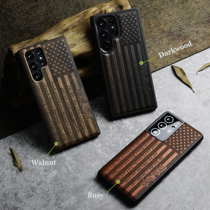 Classic Engraved Wood & TPU Case - Artisanal Cover for Samsung Galaxy