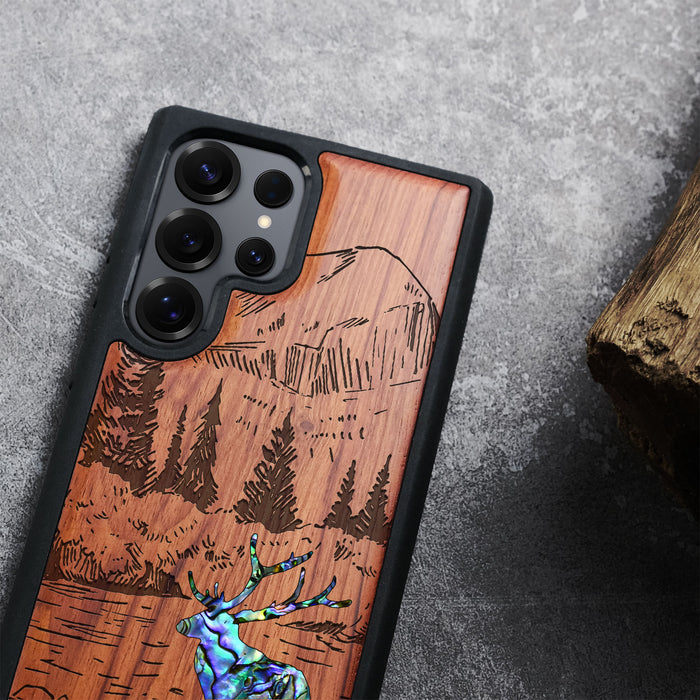 Alaskan Wilderness, Hand-Inlaid Wood & Mother of Pearl Case - Artisanal Cover for Samsung Galaxy