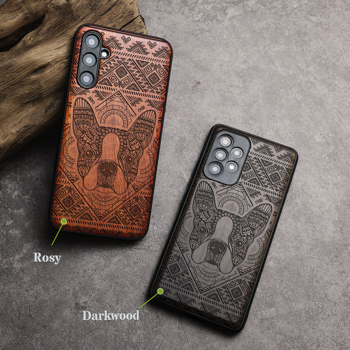 Boston Terrier Brilliance, Classic Engraved Wood & TPU Case - Artisanal Cover for Samsung Galaxy