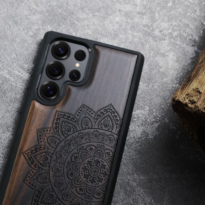 Lace Mandala Classic Engraved Wood & TPU Case Samsung Galaxy Artisanal Case View