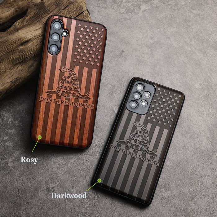 Gadsden and the American Flag, Classic Engraved Wood & TPU Case - Artisanal Cover for Samsung Galaxy