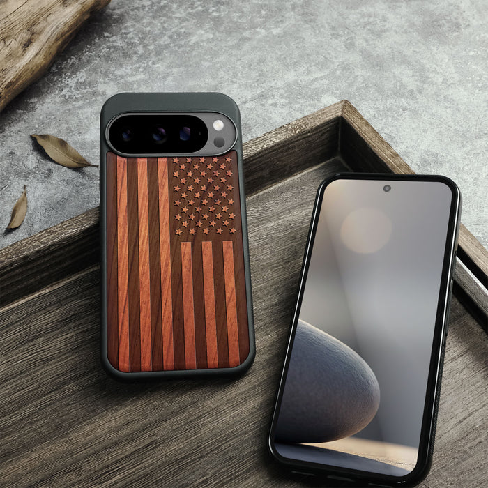 Bold Glory, Classic Engraved Wood & TPU Case - Artisanal Cover for Google Pixel