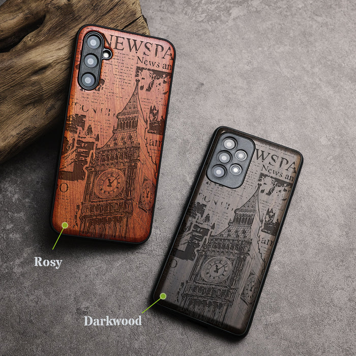 Timeless Legacy, Classic Engraved Wood & TPU Case - Artisanal Cover for Samsung Galaxy