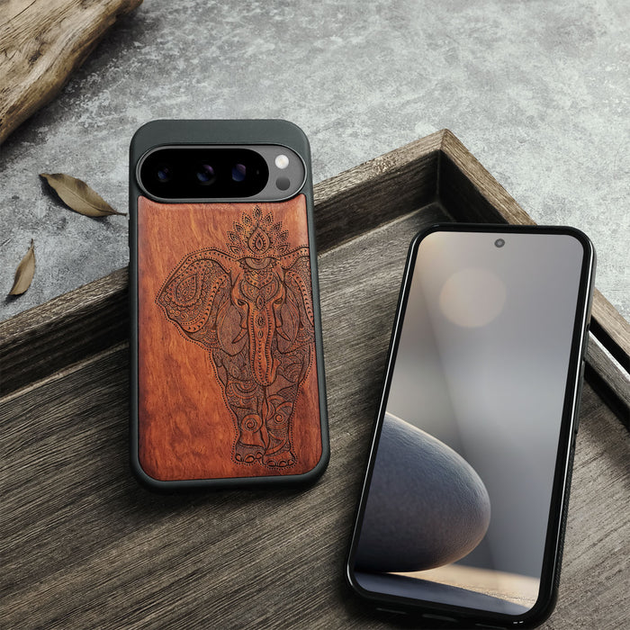 Tribal Harmony, Classic Engraved Wood & TPU Case - Artisanal Cover for Google Pixel