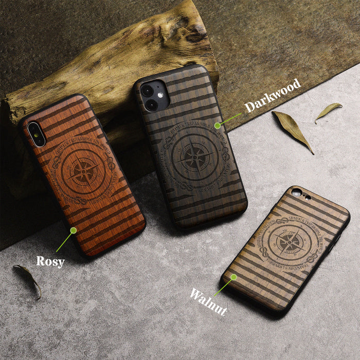 Charting the Course, Classic Engraved Wood & TPU Case - Artisanal Cover for Apple iPhone