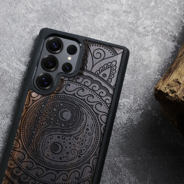 The Yin Yang Paisley Classic Engraved Wood & TPU Case Samsung Galaxy Artisanal Case View