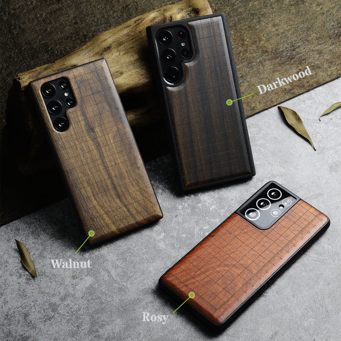 Measuring the Details, Classic Engraved Wood & TPU Case - Artisanal Cover for Samsung Galaxy