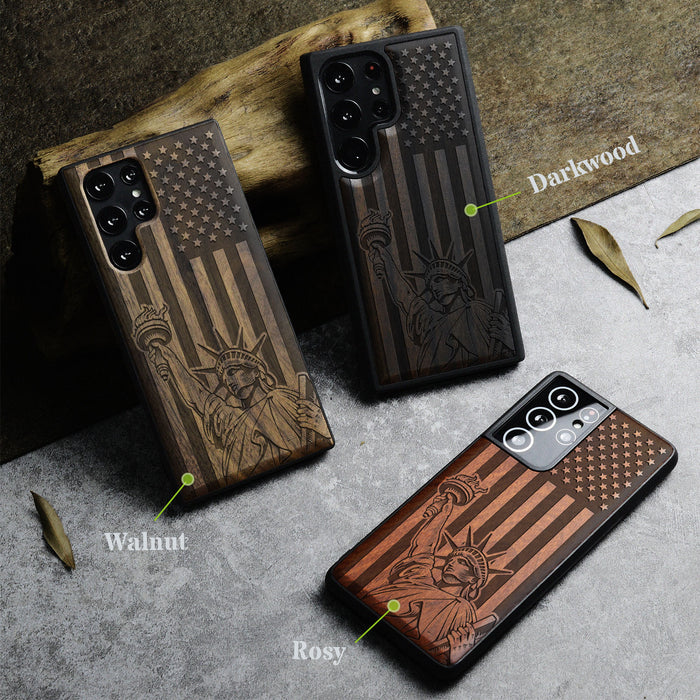 Classic Engraved Wood & TPU Case - Artisanal Cover for Samsung Galaxy