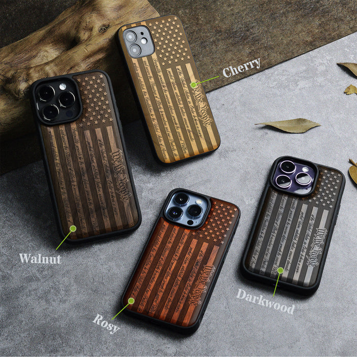 Classic Engraved Wood & TPU Case - Artisanal Cover for Apple iPhone