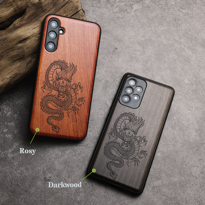 The Oriental Dragon, Classic Engraved Wood & TPU Case - Artisanal Cover for Samsung Galaxy