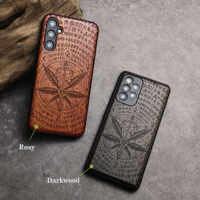 Cosmic Herbality, Classic Engraved Wood & TPU Case - Artisanal Cover for Samsung Galaxy