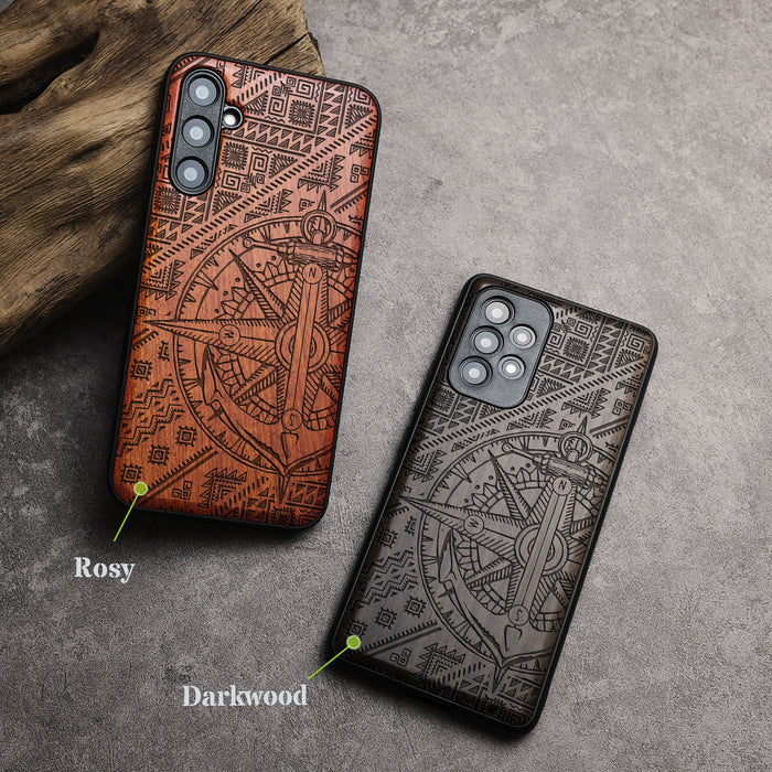 Voyages of Discovery, Classic Engraved Wood & TPU Case - Artisanal Cover for Samsung Galaxy