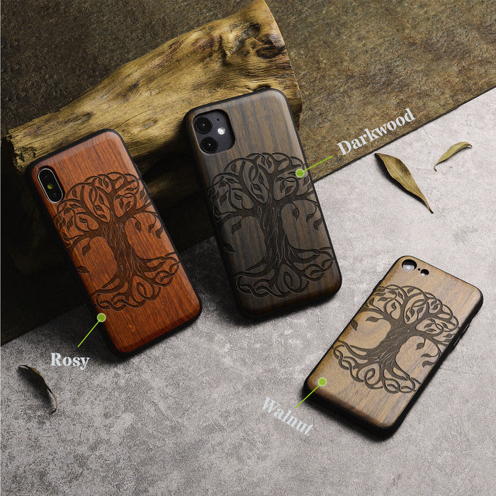 The Celtic Tree of Life, Classic Engraved Wood & TPU Case - Artisanal Cover for Apple iPhone