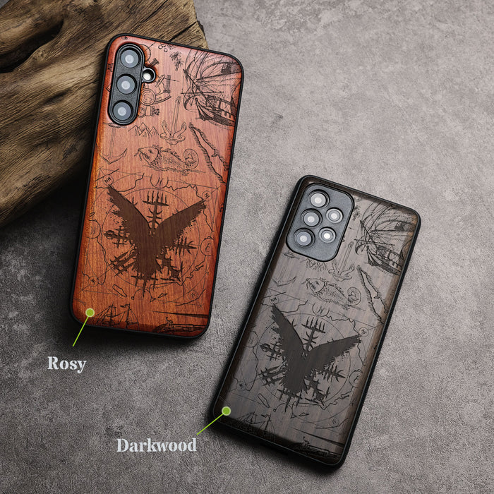 Nautical Mysteries, Classic Engraved Wood & TPU Case - Artisanal Cover for Samsung Galaxy