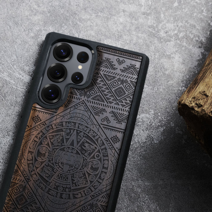 The Aztec Calendar., Classic Engraved Wood & TPU Case - Artisanal Cover for Samsung Galaxy