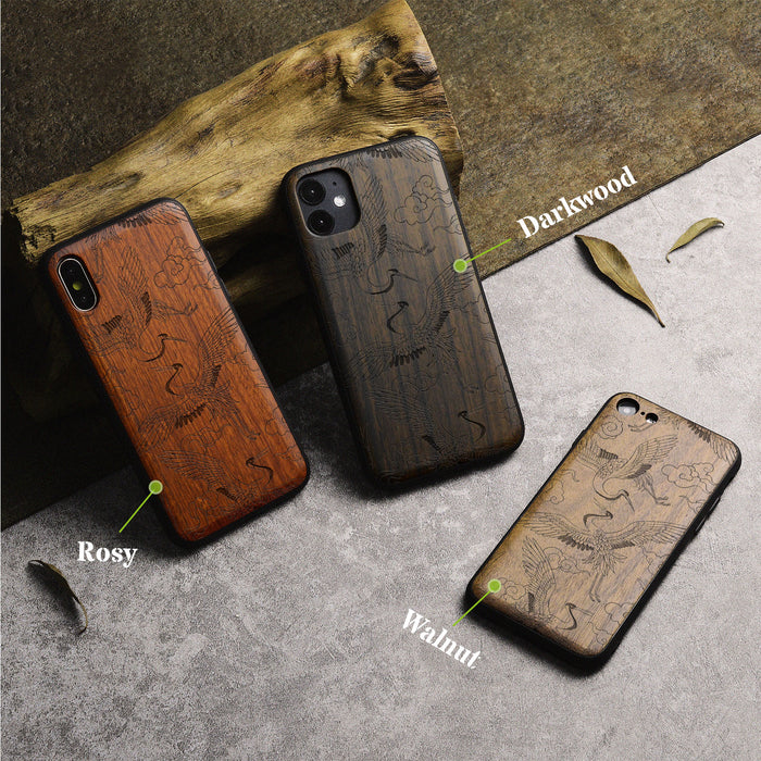 Celestial Ballet, Classic Engraved Wood & TPU Case - Artisanal Cover for Apple iPhone