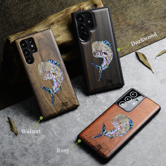 The Majestic Mahi-Mahi, Hand-Inlaid Wood & Mother of Pearl Case - Artisanal Cover for Samsung Galaxy