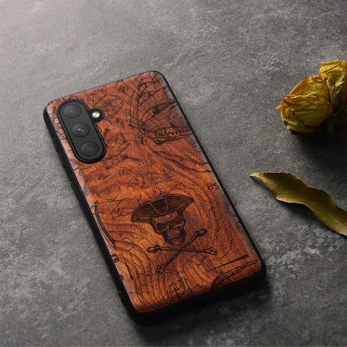 The Pirate's Legacy, Classic Engraved Wood & TPU Case - Artisanal Cover for Samsung Galaxy