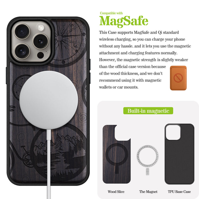 Bicycle Adventure, Classic Engraved Wood & TPU Case - Artisanal Cover for Apple iPhone