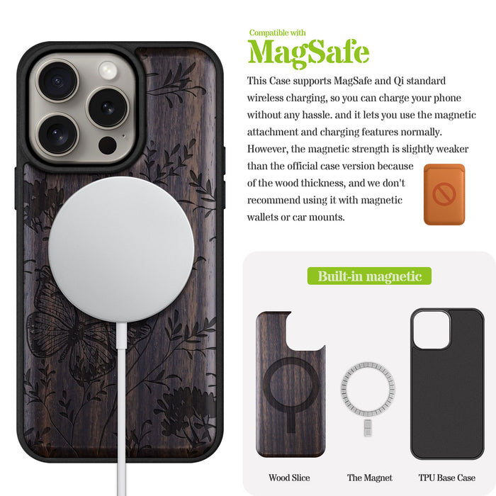 A Dance of Nature, Classic Engraved Wood & TPU Case - Artisanal Cover for Apple iPhone