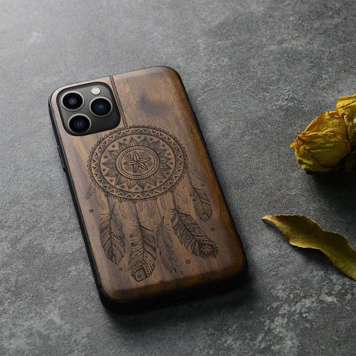 A Dance of Flora and Avian, Classic Engraved Wood & TPU Case - Artisanal Cover for Apple iPhone