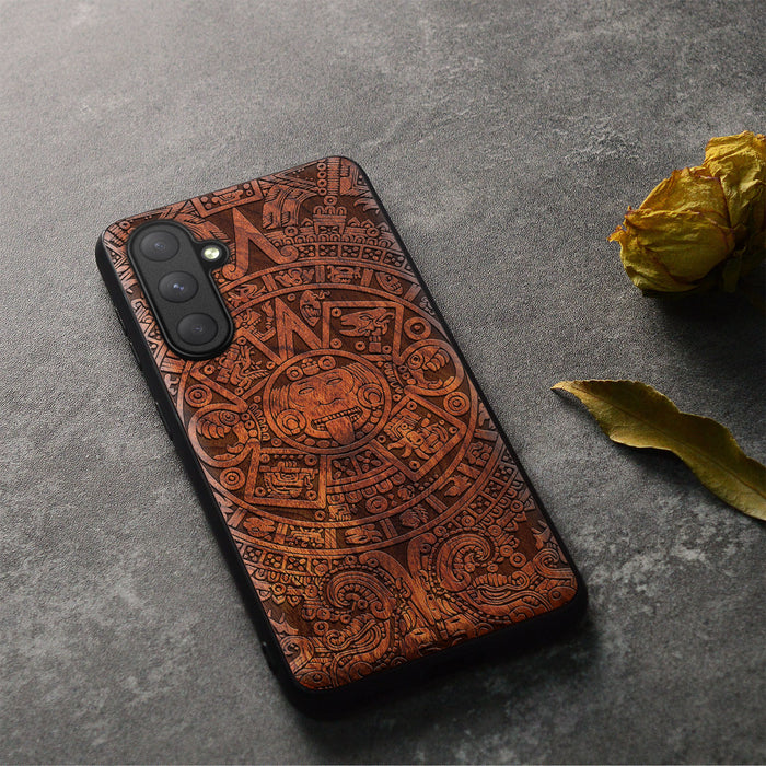 The Maya Calendar, Classic Engraved Wood & TPU Case - Artisanal Cover for Samsung Galaxy