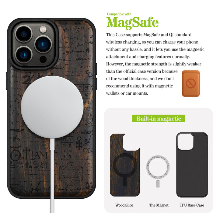 Lorem Ipsum Newsprint Pattern, Classic Engraved Wood & TPU Case - Artisanal Cover for Apple iPhone