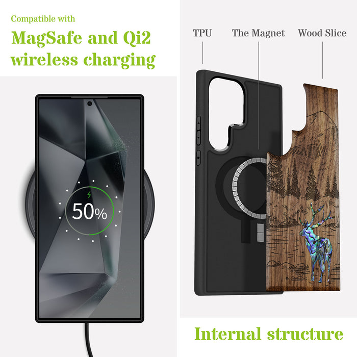 Alaskan Wilderness, Hand-Inlaid Wood & Mother of Pearl Case - Artisanal Cover for Samsung Galaxy
