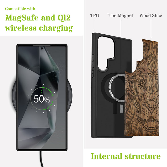 Zentangle Lion Classic Engraved Wood & TPU Case Samsung Galaxy Artisanal Case View
