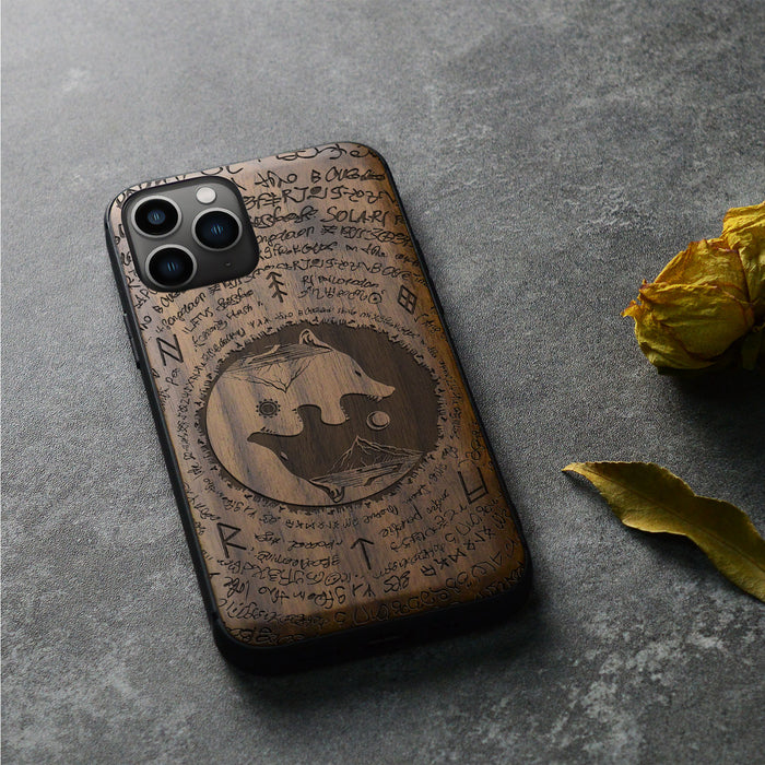 A Yin-Yang Journey, Classic Engraved Wood & TPU Case - Artisanal Cover for Apple iPhone