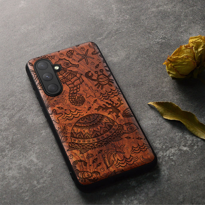 An Oceanic Odyssey, Classic Engraved Wood & TPU Case - Artisanal Cover for Samsung Galaxy