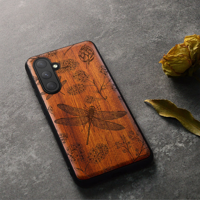 The Dragonfly Dance, Classic Engraved Wood & TPU Case - Artisanal Cover for Samsung Galaxy