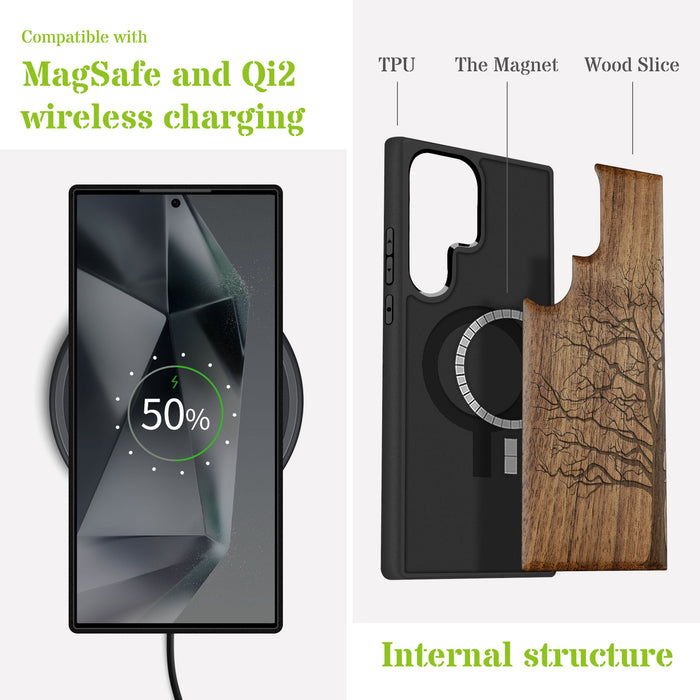 Bare Tree Classic Engraved Wood & TPU Case Samsung Galaxy Artisanal Case View