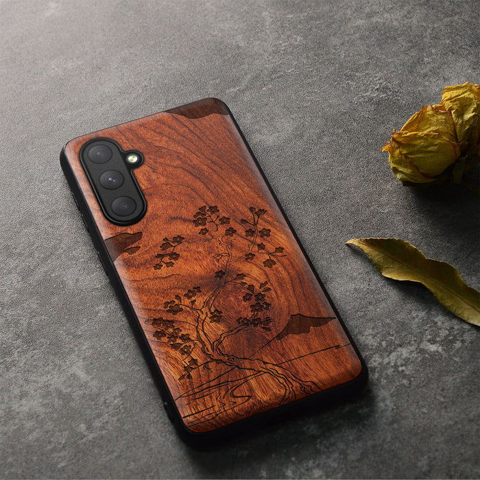 Ethereal Blossoms, Classic Engraved Wood & TPU Case - Artisanal Cover for Samsung Galaxy