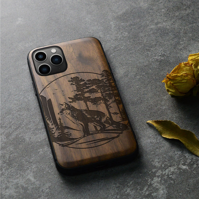 A Journey Through the Forest, Classic Engraved Wood & TPU Case - Artisanal Cover for Apple iPhone