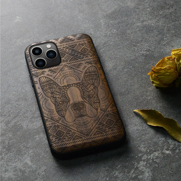 Boston Terrier Brilliance, Classic Engraved Wood & TPU Case - Artisanal Cover for Apple iPhone