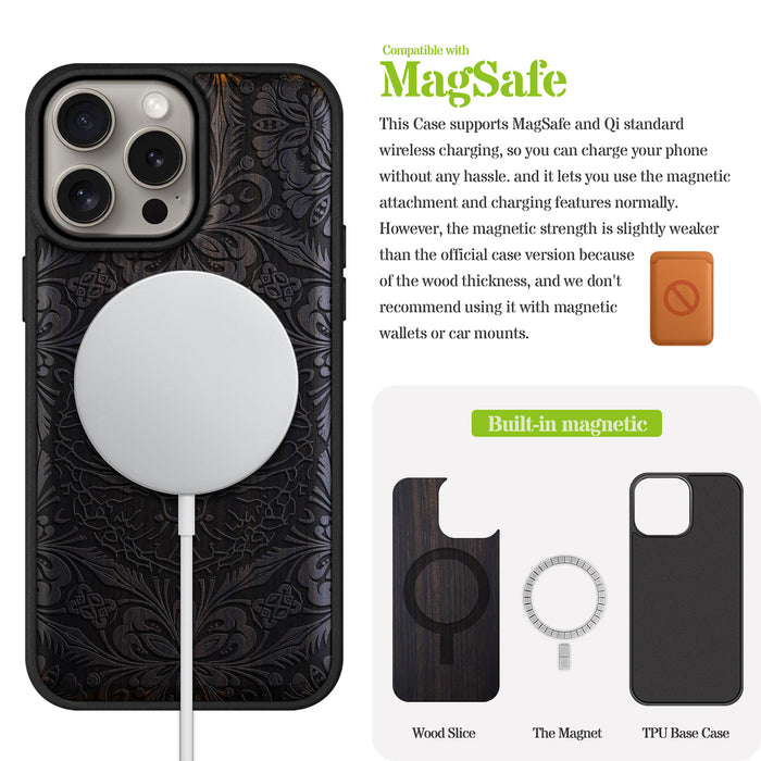 The Dragon's Gaze Mandala, Classic Engraved Wood & TPU Case - Artisanal Cover for Apple iPhone