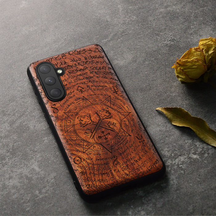 A Heraldic Enigma, Classic Engraved Wood & TPU Case - Artisanal Cover for Samsung Galaxy