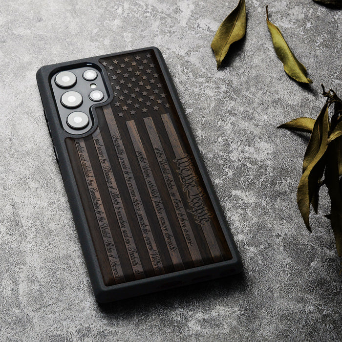 Classic Engraved Wood & TPU Case - Artisanal Cover for Samsung Galaxy