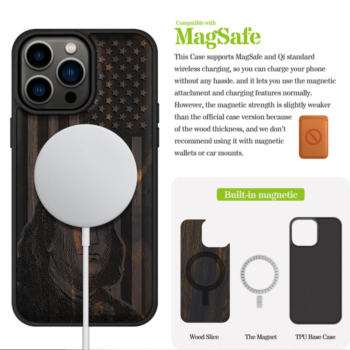 Classic Engraved Wood & TPU Case - Artisanal Cover for Apple iPhone