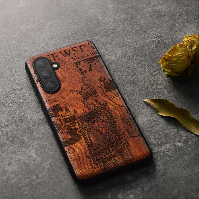 Timeless Legacy, Classic Engraved Wood & TPU Case - Artisanal Cover for Samsung Galaxy