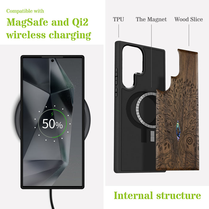 The Line Art Tree of Life Hand-Inlaid Wood & Mother of Pearl Case Samsung Galaxy Artisanal Case View