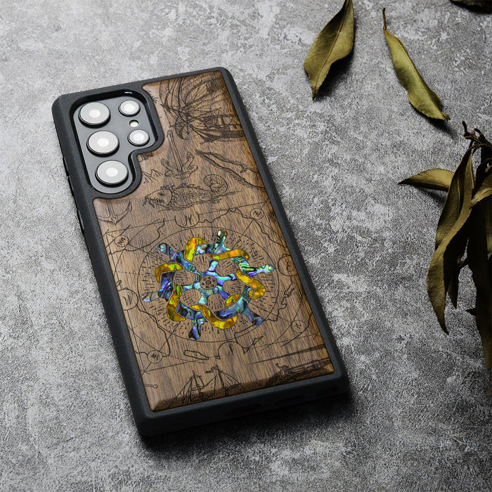 Journey of the Mariner, Hand-Inlaid Wood & Mother of Pearl Case - Artisanal Cover for Samsung Galaxy